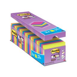 3M POSTIT Öntapadó jegyzettömb csomag, 76x76 mm, 24x90 lap, 3M POSTIT "Super Sticky", vegyes