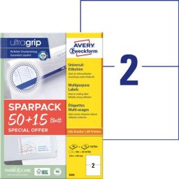 AVERY ZWECKFORM Etikett, univerzális, 210x148 mm, AVERY ZWECKFORM, "Sparpack", 130 etikett/csomag