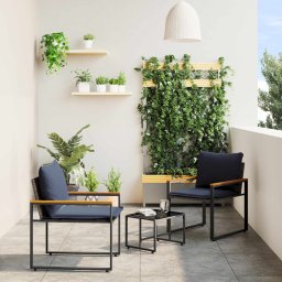 vidaXL Bútor szettek 3 db Szürke és sötétkék Rattan