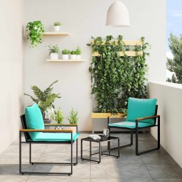 vidaXL Bútor szettek párnával 3 pcs Fekete és Türkiz Rattan