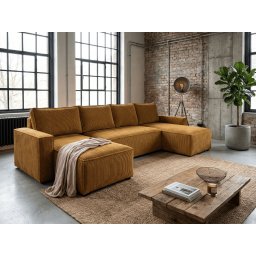 U alakú ülőgarnitúra SMART COSARO 295x140 cm, mustársárga