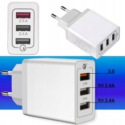 4 portos USB fali töltő - tökéletes adapter karácsonyi fényfüzérekhez, fehér, ER1089