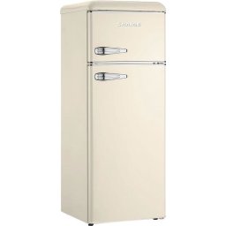 Snaigé FR24SM RETRO felülfagyasztós Bézs hűtőszekrény, LOW FROST, 147,5x56x63cm, 209 l, LED, E energiaosztály, +3 év alkatrészgarancia!