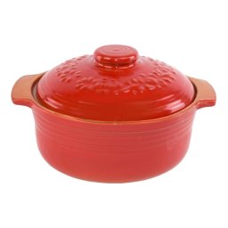 Római tál 4 literes kerek 32x17 cm mázas agyag piros
