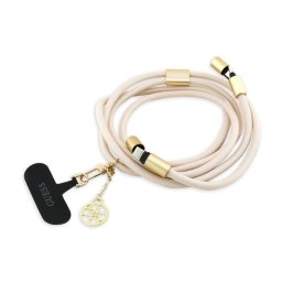 GUESS CROSSBODY STRAP 4G CHARM adatkábel (Type-C - Type-C, gyorstöltő, 150cm, nyakpánt) BÉZS