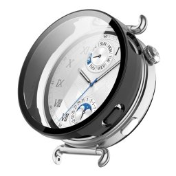 Műanyag keret (BUMPER, ütésállóság + kijelzővédő üveg) FEKETE Huawei Watch GT 6 41mm