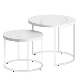 MARLON konferenciaasztal szett 2 db, fehér márvány dekorációval