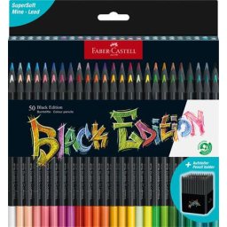 FABER-CASTELL Színes ceruza készlet, háromszögletű, FABER-CASTELL "Black Edition", 50 különböző szín