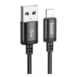 HOCO X91 adatkábel (USB - lightning, 2.4A, gyorstöltő, 300cm, cipőfűző) FEKETE Apple iPhone 5S, IPAD mini 2 , iPhone 6 Plus 5.5