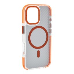Szilikon telefonvédő (ütésállóság, légpárnás sarok, karbon minta, wireless, MagSafe) NARANCSSÁRGA Apple iPhone 17
