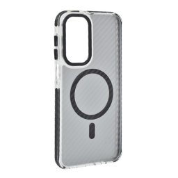 Szilikon telefonvédő (ütésállóság, légpárnás sarok, karbon minta, wireless, MagSafe) FEKETE Samsung Galaxy A17 5G (SM-A176)