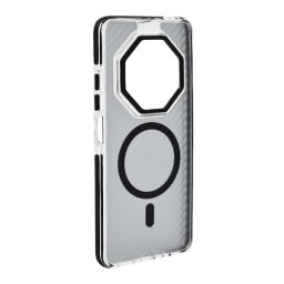Szilikon telefonvédő (ütésállóság, légpárnás sarok, karbon minta, wireless, MagSafe) FEKETE Xiaomi Redmi 14C 4G