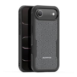 DUX DUCIS SHLD defender szilikon telefonvédő (erős ütésállóság, MagSafe, háromszög minta) FEKETE Apple iPhone Air