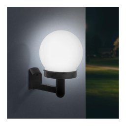 LED-es szolár fali lámpa - hidegfehér - fekete - műanyag