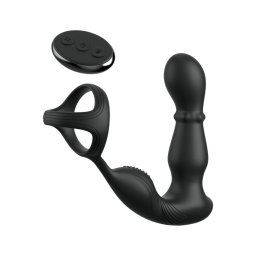 Anal Fantasy Ass-Gasm - forgó fejes anál vibrátor péniszgyűrűvel (fekete)