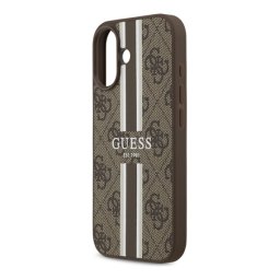 GUESS 4G PRINTED STRIPES szilikon telefonvédő (ütésállóság, bőr hatású hátlap, MagSafe) SÖTÉTBARNA Apple iPhone 17