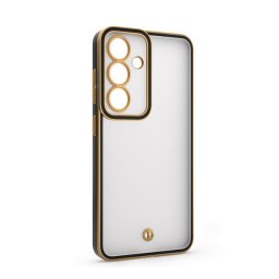 Szilikon telefonvédő (ütésállóság, matt, műanyag hátlap, kameravédő) ARANY/FEKETE Samsung Galaxy S25 (SM-S931)