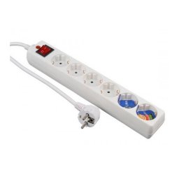 GAO Asztali elosztó 6-os kapcsolóval, 1.4m, fehér, túlfesz.véd. 250V, 16A, 1.4m, H05VV-F 3x1.5 mm², IP20