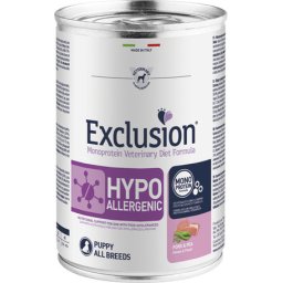 Exclusion Dog Monoprotein Vet Diet Hypoallergenic Pork & Pea Puppy konzerv (24 x 400 g) 9.6kg