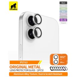 Apple iPhone 17 TG Original Metal 3D Kameravédő Üvegfólia - Ezüst