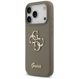 GUESS tok az IPHONE 17 Pro készülékhez GUHCP17LSC4GSMW (szilikon W/ Big 4G Script) barna