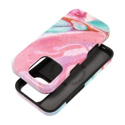 FORCELL F-PROTECT Mirage, katonai csepp-tesztelt tok kompatibilis a MagSafe-val IPHONE 15 PRO MAX rózsaszín márványhoz