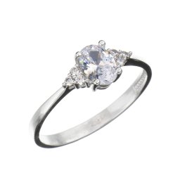 Fehér köves fehér arany gyűrű 14 kt, 1,88g
