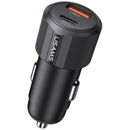 Autótöltő USAMS YT sorozat CC283 60W 1xUSB-A 1xUSB-C fekete