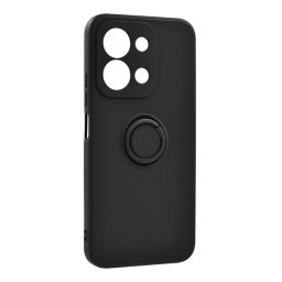 Szilikon telefonvédő (tartógyűrű, mikrofiber plüss belső, mágneses, kameravédő) FEKETE Xiaomi Redmi 15C 4G