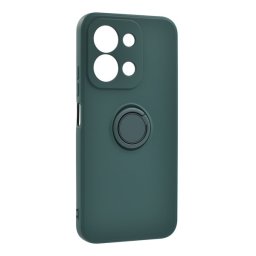 Szilikon telefonvédő (tartógyűrű, mikrofiber plüss belső, mágneses, kameravédő) SÖTÉTZÖLD Xiaomi Redmi 15C 4G