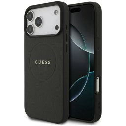 Guess szemcsés gyűrűs MagSafe tok iPhone 17 Pro Max készülékhez fekete