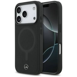 Mercedes sima, sima bőr MagSafe tok iPhone 17 Pro-hoz Fekete