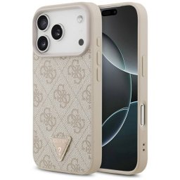 Guess bőr 4G háromszög Strass MagSafe tok iPhone 17 Pro Pink