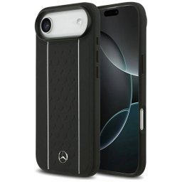 Mercedes bőr csillagmintás csíkos MagSafe tok iPhone Airhez Fekete
