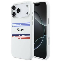 BMW M szilikon vízszintes vonal MagSafe tok iPhone 17 Pro Max fehér