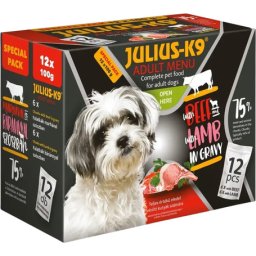 Julius-K9 Beef & Lamb szószos falatok kutyáknak (4 doboz | 4 x 2 x 6 x 100 g) 4.8kg