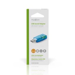 Nedis USCR10051BU USB hangkártya, 3,5mm mikrofon és fejhallgató csatlakozás, virtuális 5.1 3D hangadapter