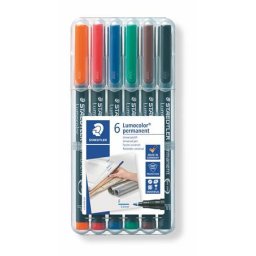 STAEDTLER Alkoholos marker készlet, OHP, 0,6 mm, STAEDTLER "Lumocolor(R) 318 F", 6 különböző szín