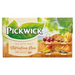PICKWICK Fekete tea, 20x1,5 g, PICKWICK "Variációk Narancs" meggy, trópusi gyümölcs, mangó, sárgadinnye