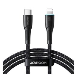 JOYROOM STARRY adatkábel (Type-C - lightning, 30W, PD gyorstöltő, 100cm, LED jelzés) FEKETE Apple IPAD Air 2, IPAD Pro 10.5 (2017), iPhone 12