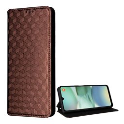 Tok álló, bőr hatású (FLIP, oldalra nyíló, asztali tartó, teljes 3D rombusz, prémium) BARNA Xiaomi Redmi A5 4G