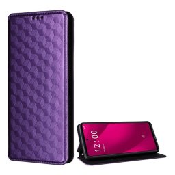 Tok álló, bőr hatású (FLIP, oldalra nyíló, asztali tartó, teljes 3D rombusz, prémium) LILA Xiaomi Redmi A5 4G