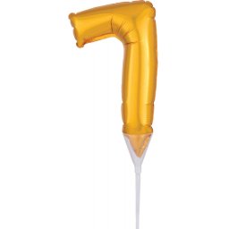 Arany Gold 7-es szám fólia lufi tortára 15 cm
