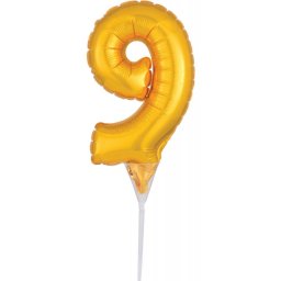 Arany Gold 9-es szám fólia lufi tortára 15 cm