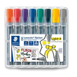 STAEDTLER Flipchart marker vegyes készlet, 2/2-5 mm, STAEDTLER "Lumocolor(R) 356", 8 különböző szín