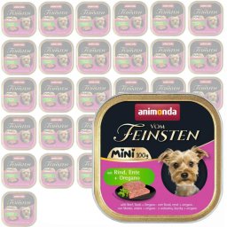 Animonda Vom Feinsten Adult Mini Rind, Ente,Oregano (marha,kacsa,oregánó) alutálkás eledel felnőtt kistestű kutyának 32x100g (82361)