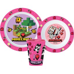 Minecraft Girls étkészlet, micro műanyag szett, pohárral 260 ml