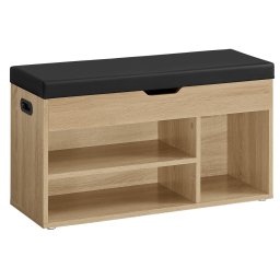 Cipőtartó pad fekete eko bőr ülőkével WESO SONOMA 80x30x44 cm