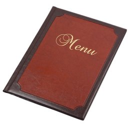 PANTA PLAST Étlaptartó, A4, bőrhatású, PANTA PLAST "Keretes Menu", sötétbarna-gesztenyebarna