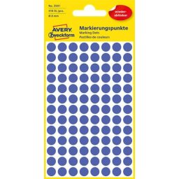 AVERY ZWECKFORM Etikett, 8 mm, kör, eltávolítható, AVERY ZWECKFORM, indigókék, 416 etikett/csomag
